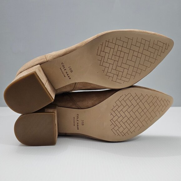 NEW Cole Haan Elyse Ankle Bootie Size 10 Blush Tan Suede Block Heel Pointed Toe - Picture 12 of 14